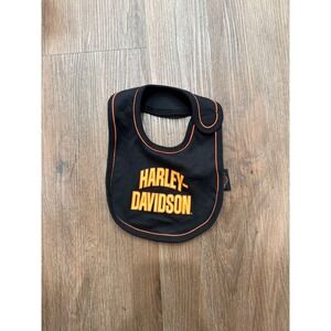Harley-Davidson Baby Bib Black Orange Logo Biker 12-18 Months Cotton Blend